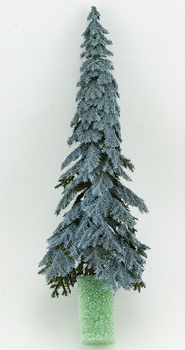 Dollhouse miniature EASTERN BLUE SPRUCE ON SPIKE, 8 INCHES